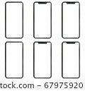 Various smartphones with transparent screen and background 67975920