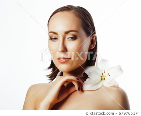young pretty caucasian woman spa isolated on white background, beauty people making cosmetic care concept 67976517