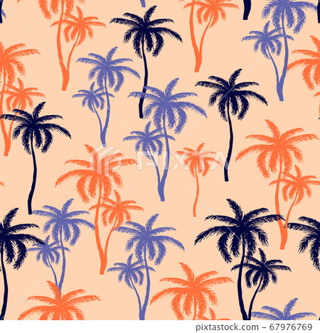 Seamless pattern with silhouette palm tree 67976769