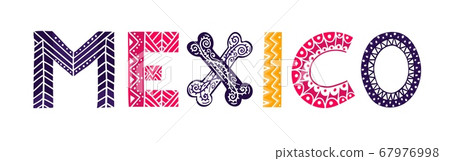 Mexico banner text font phrase, mexican holiday celebration cinco de mayo, quotation style isolated on white, flat vector illustration. Mexico banner text font phrase, mexican holiday celebration cinco de mayo, quotation style isolated on white, flat vector illustration. 67976998