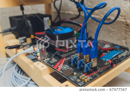 home mining farm for bitcoin and cryptocurrency money. 67977567