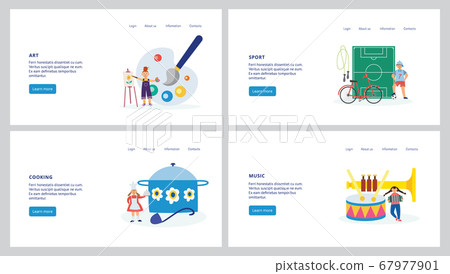 Web pages for children creative and hobby activity flat vector illustration. Web pages for children creative and hobby activity flat vector illustration. 67977901
