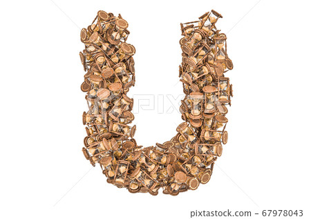 Letter U from hourglass, 3D rendering 67978043