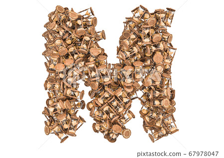 Letter M from hourglass, 3D rendering Letter M from hourglass, 3D rendering 67978047