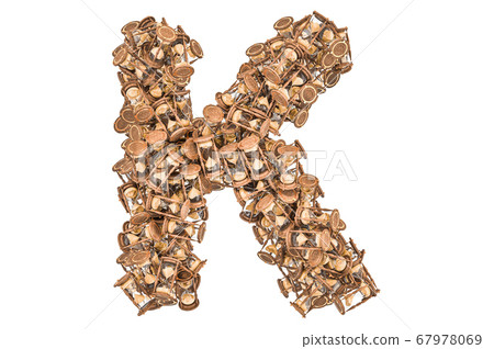 Letter K from hourglass, 3D rendering Letter K from hourglass, 3D rendering 67978069
