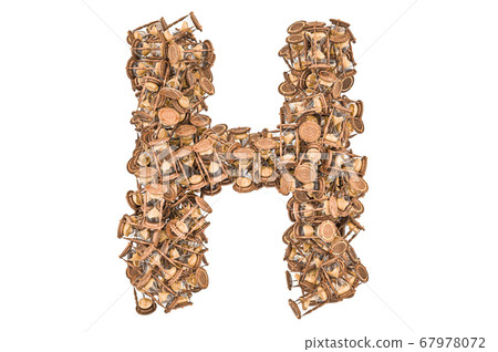 Letter H from hourglass, 3D rendering Letter H from hourglass, 3D rendering 67978072