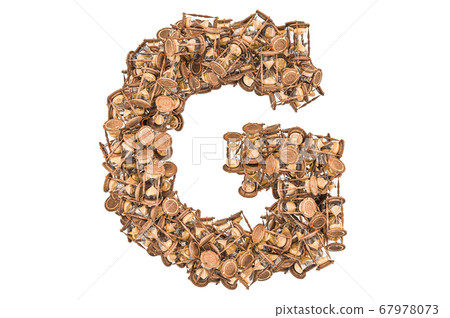 Letter G from hourglass, 3D rendering 67978073