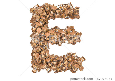 Letter E from hourglass, 3D rendering Letter E from hourglass, 3D rendering 67978075