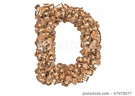 Letter D from hourglass, 3D rendering 67978077