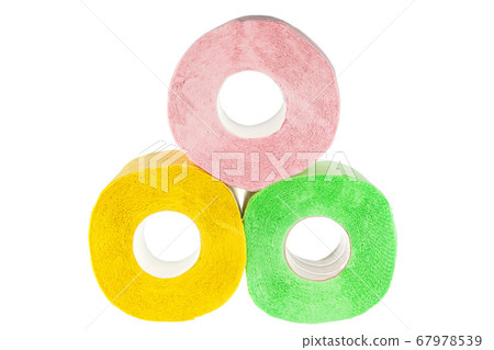 toilet paper isolated on white background. creative photo. 67978539
