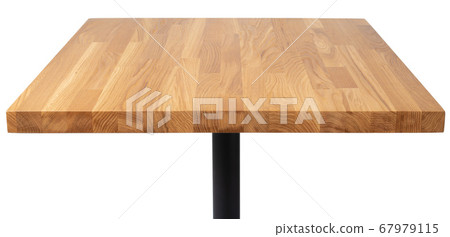Wooden table with rectangle tabletop on white background 67979115