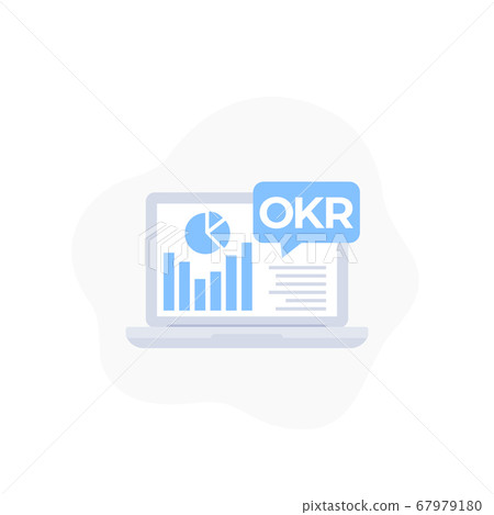 OKR vector icon with laptop and business analytics 67979180
