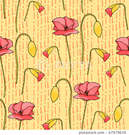 Abstract poppy seamless pattern for textile design. Floral seamless vector pattern. Graphic modern pattern. Vector illustration background. Vector design print template. Seamless vector texture 67979639