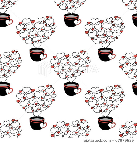 Valentines day seamless pattern with coffee cup... - Stock Illustration ...