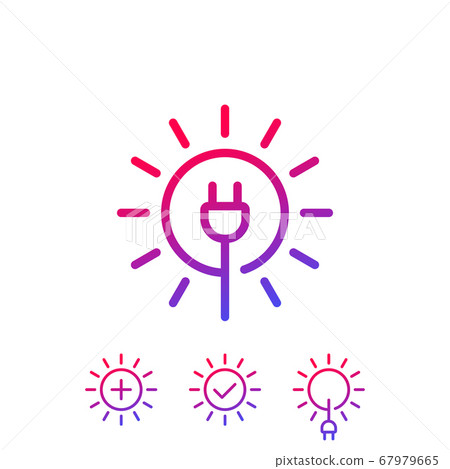 Solar energy, sun and electric plug, vector icons 67979665