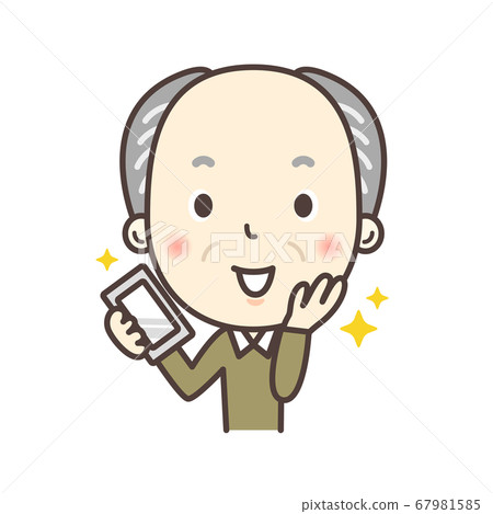 Grandpa rejoices with his smartphone Grandpa rejoices with his smartphone 67981585