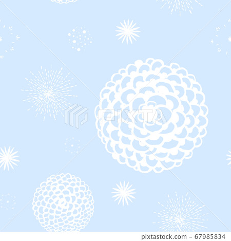 flowers and spark on a light blue background. Watercolor hand painting. seamless pattern. Pattern for textile, wallpaper, wrapping paper. 67985834