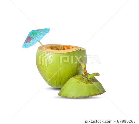 Coconut water with straw an isolated on white Coconut water with straw an isolated on white 67986265