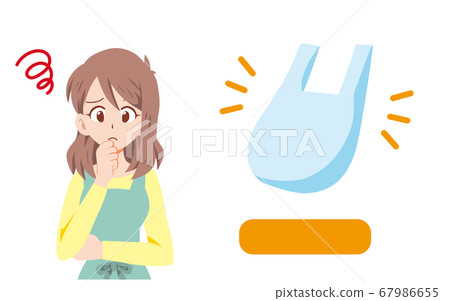 因充電購物袋而有麻煩的家庭主婦的插圖 因充電購物袋而有麻煩的家庭主婦的插圖 67986655