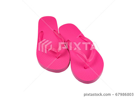 Pink flip-flops isolated on white background 67986803