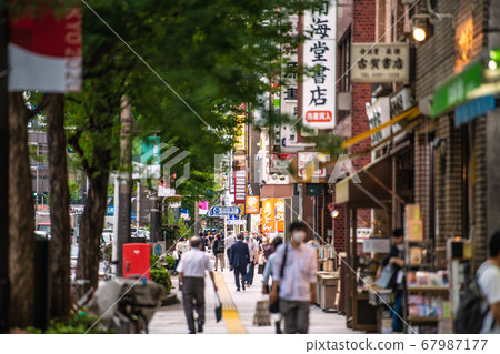 Tokyo cityscape in Japan, overlooking the bookstore area of Kanda Jimbocho = July 30 67987177