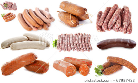 group of sausages group of sausages 67987458