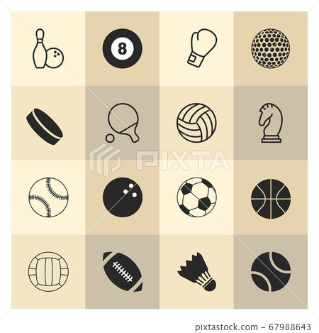 Icons of different sports 16 pcs in black - Vector Icons of different sports 16 pcs in black - Vector 67988643
