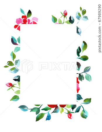 Floral wreath made of watercolor roses 67989290