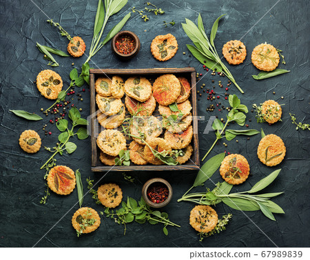 Cookies with herbs. Cookies with herbs. 67989839