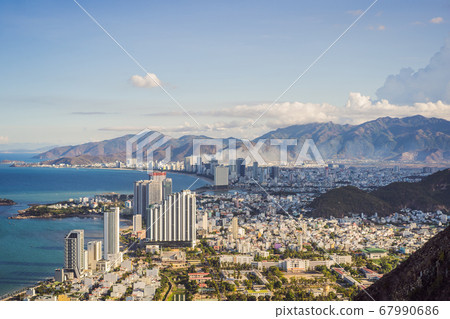 Panoramic daytime view of Nha Trang city, popular tourist destination in Vietnam 67990686