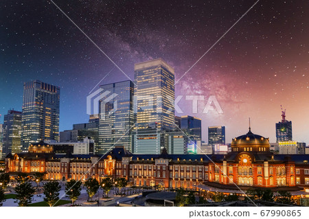 Tokyo Station and Milky Way Composite 67990865