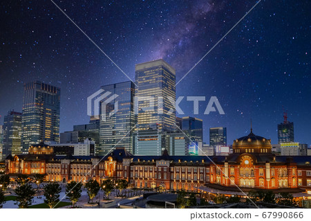 Tokyo Station and Milky Way Composite Tokyo Station and Milky Way Composite 67990866