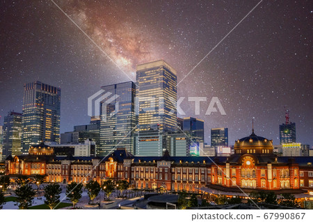 Tokyo Station and Milky Way Composite 67990867