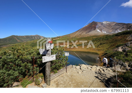 北海道東川秋天朝霞加賀美和路標 北海道東川秋天朝霞加賀美和路標 67991113
