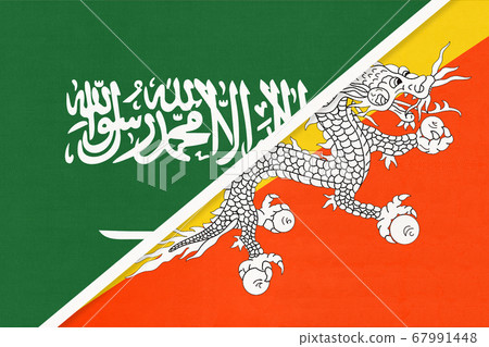 Saudi Arabia and Bhutan, symbol of national flags Saudi Arabia and Bhutan, symbol of national flags 67991448
