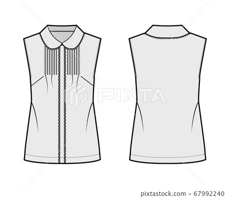 Shirt technical fashion illustration with loose silhouette