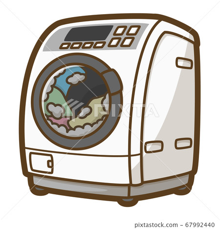 A drum washing machine washing laundry 67992440