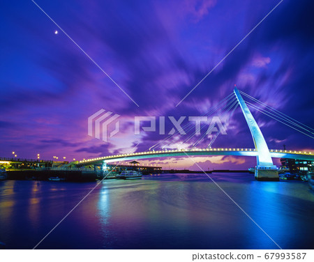 Port pier and bridge at dusk 67993587