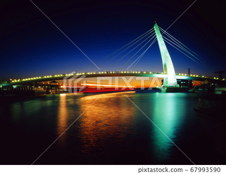Port pier and bridge at dusk 67993590