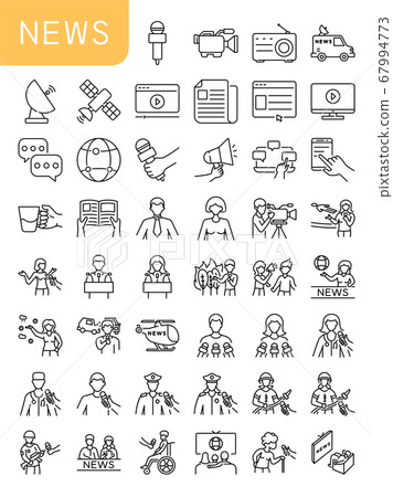 News outline icons set. Elements and situations 67994773