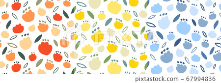 Scandinavian floral pattern 3-color set 67994836