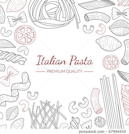 Italian Pasta Banner Template, Traditional Cuisine Products, Food Menu, Restaurant, Cafe Flyer, Card, Business Promote Hand Drawn Vector Illustration 67994850