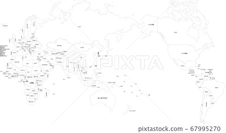 World Map White Map Japanese Country Name With Stock Illustration