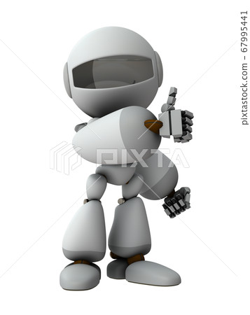 Artificial intelligence robot to thumb up. 3D rendering. 67995441
