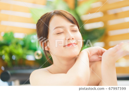 Woman, bathroom, relax 67997399