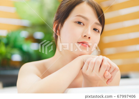 Woman, bathroom, relax Woman, bathroom, relax 67997406
