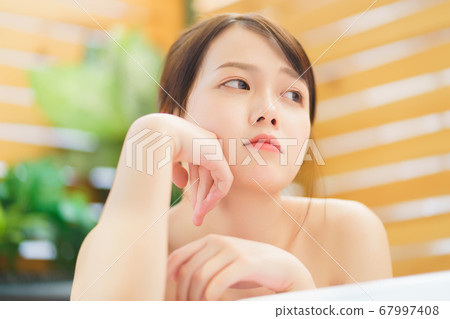Woman, bathroom, relax Woman, bathroom, relax 67997408