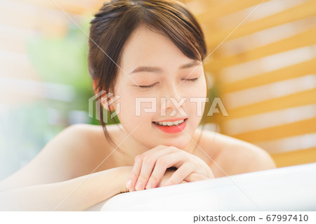 Woman, bathroom, relax Woman, bathroom, relax 67997410