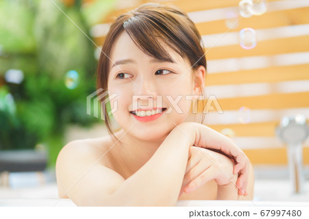 Woman, bathroom, relax 67997480