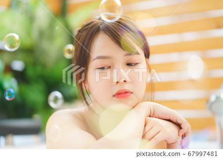 Woman, bathroom, relax Woman, bathroom, relax 67997481